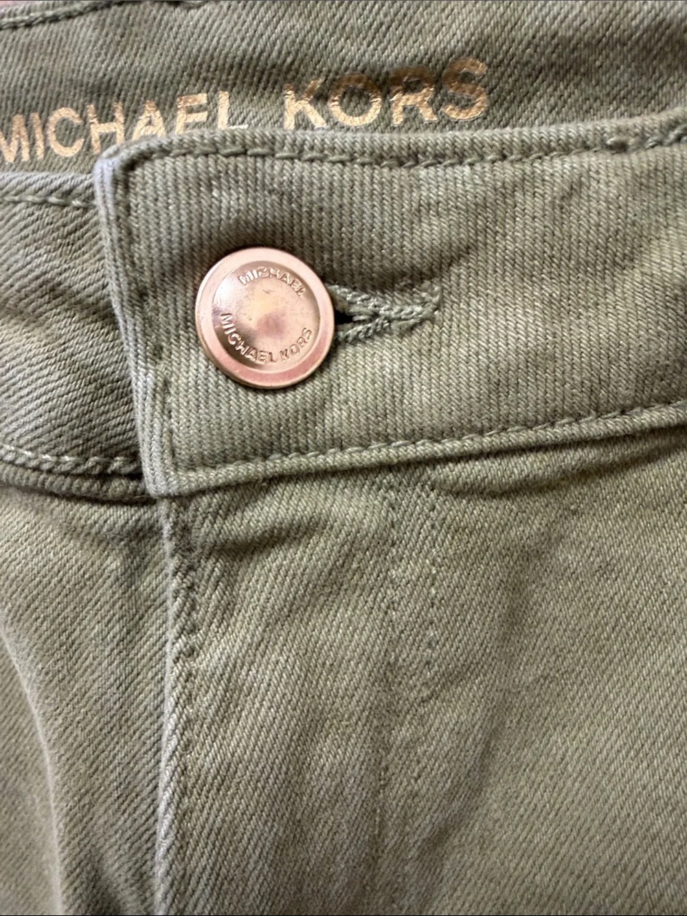 Michael Kors Olive Green Flare Bohemian Military Chic Bootcut Jeans Size 8
